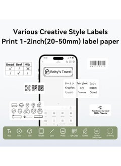 NIIMBOT B1 Label Maker with Auto Identification, Thermal Label Printer with 1 Roll 50mm*30mm White Tape, Portable Bluetooth Label Maker with  20-50mm Print Width, USB Rechargeable, Easy to Use for Office, Home, Business, Green  - Image 3