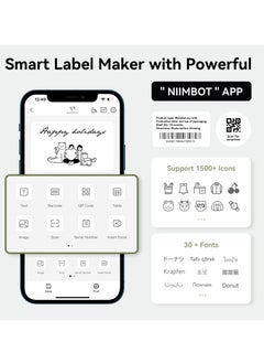 NIIMBOT B1 Label Maker with Auto Identification, Thermal Label Printer with 1 Roll 50mm*30mm White Tape, Portable Bluetooth Label Maker with  20-50mm Print Width, USB Rechargeable, Easy to Use for Office, Home, Business, Green  - Image 4