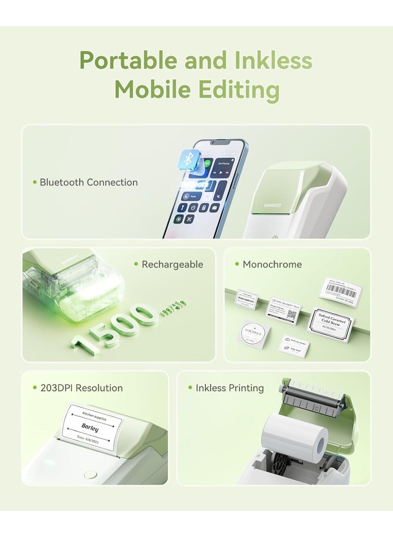 نيمبوت طابعة ملصقات حرارية B1 مع شريط أبيض مقاس 50 مم × 30 مم، صانع ملصقات بلوتوث محمول بعرض طباعة 20-50 مم، قابل لإعادة الشحن عبر USB، طابعة ملصقات حرارية سهلة الاستخدام للعمل والمكتب والفصول الدراسية والمطبخ والمنزل والتعلم والأعمال - Image 2