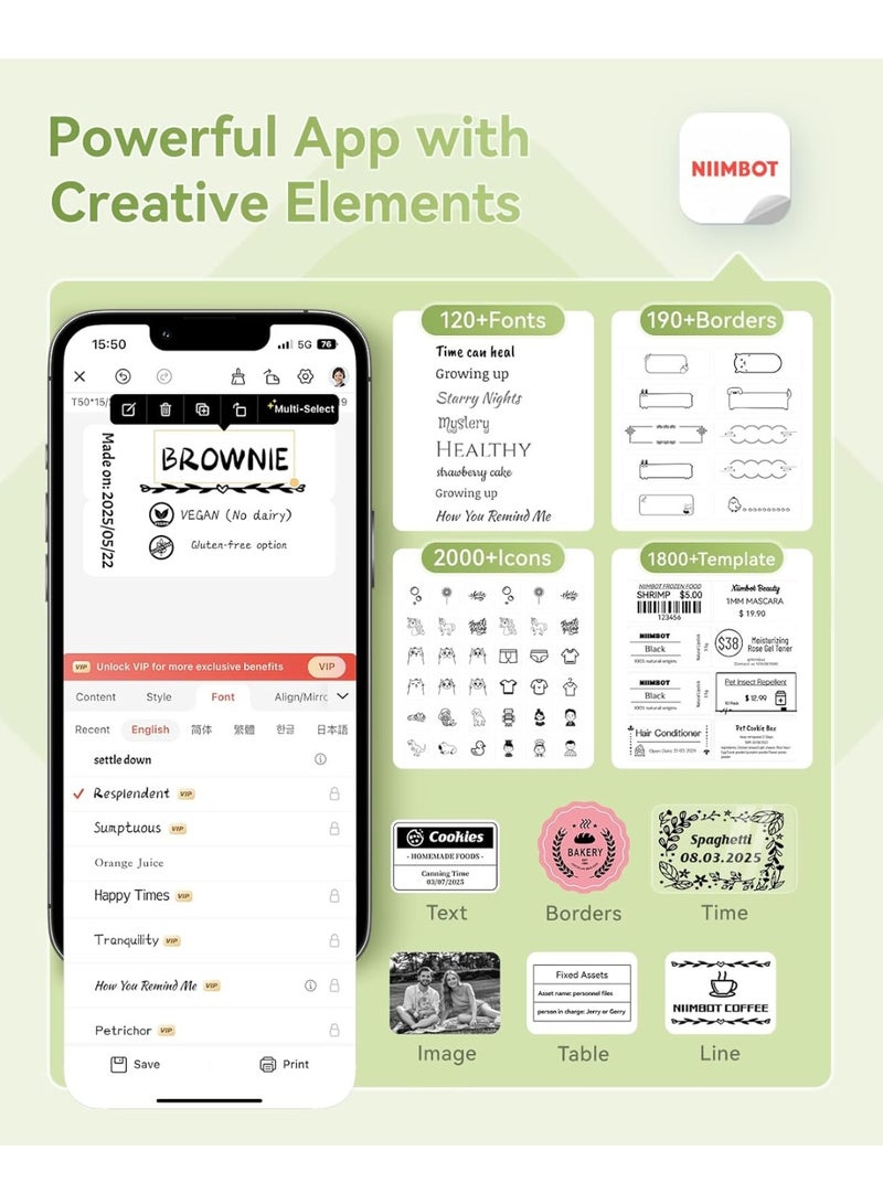 نيمبوت طابعة ملصقات حرارية B1 مع شريط أبيض مقاس 50 مم × 30 مم، صانع ملصقات بلوتوث محمول بعرض طباعة 20-50 مم، قابل لإعادة الشحن عبر USB، طابعة ملصقات حرارية سهلة الاستخدام للعمل والمكتب والفصول الدراسية والمطبخ والمنزل والتعلم والأعمال - Image 3
