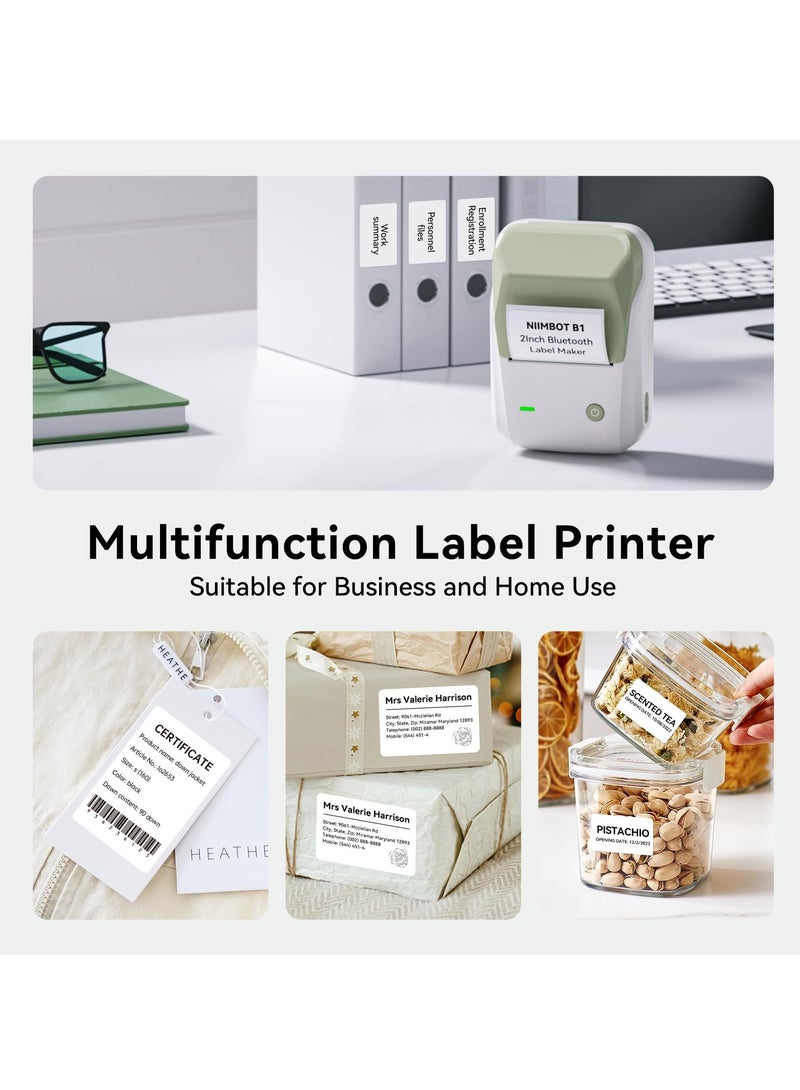 نيمبوت طابعة ملصقات حرارية B1 مع شريط أبيض مقاس 50 مم × 30 مم، صانع ملصقات بلوتوث محمول بعرض طباعة 20-50 مم، قابل لإعادة الشحن عبر USB، طابعة ملصقات حرارية سهلة الاستخدام للعمل والمكتب والفصول الدراسية والمطبخ والمنزل والتعلم والأعمال - Image 5