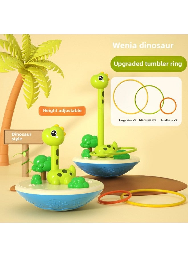 Parent-Child Interactive Throwing Ring Ring Tower Indoor Outdoor Kindergarten Kids Game Children's Toys-Specifications:Dinosaur☆Shake Tumbler Model [9 Circles] Adjustable Height - Image 1