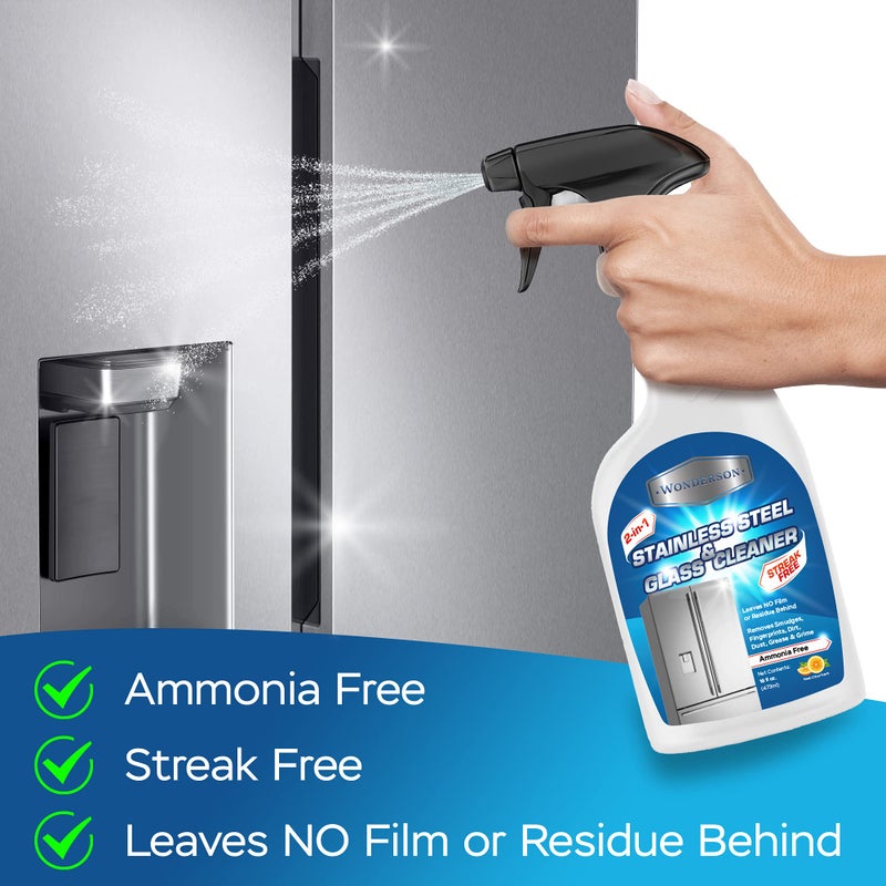 Wonderson 2-In-1 Stainless Steel & Glass Cleaner 16 Ounces - For Use On Appliances, Countertops, Sinks, Stovetops, Dishwashers, Windows, Bathrooms, Cars, & More! - Image 5