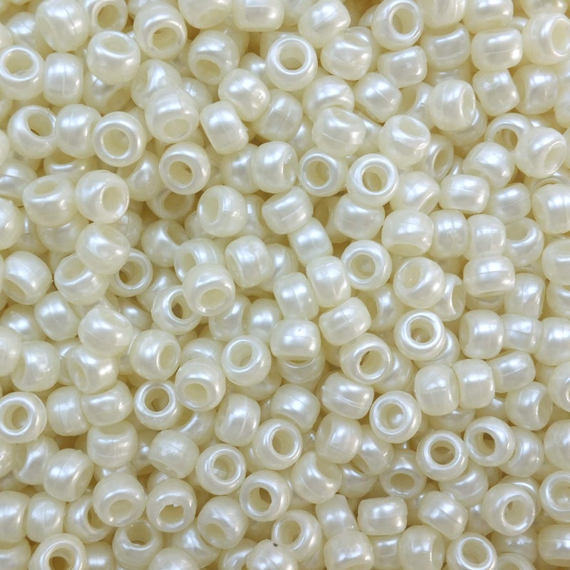 BeadExplosion Vanilla Ceam Pearl Crow Pony Beads Made in USA 6x9mm B07772