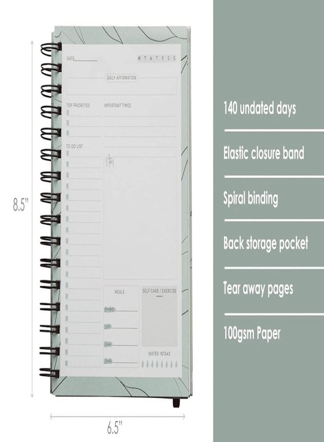 Paper 'n Such مفكرة يومية غير مؤرخة من Paper 'n Such - قائمة مهام - لوازم مدرسية ومكتبية - تنظيم المهام وزيادة الإنتاجية - دفتر يوميات عمل - دفتر ملاحظات حلزوني أخضر - Image 4