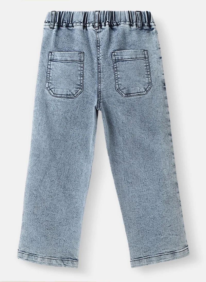 Nautinati Girls’ Patch Embroidery Jeans | Denim Pants for Girls | 4 to 8 Years