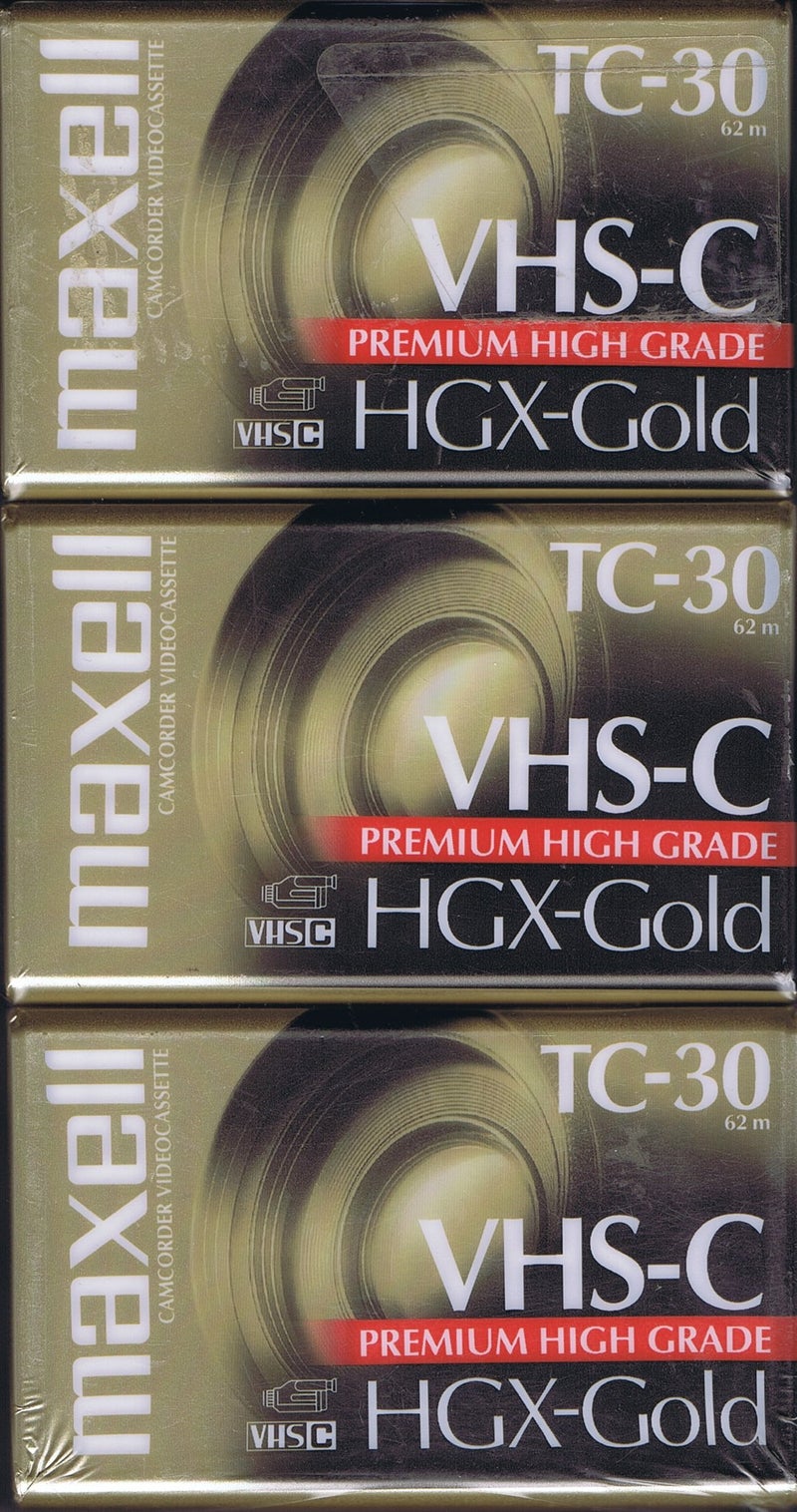 Maxell ماكسيل 203090 شريط فيديو VHS-C TC-30 HGX جولد لكاميرا الفيديو (عبوة 3)