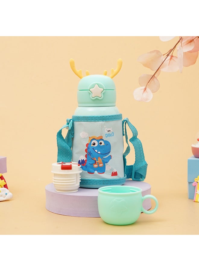 Cartoon Antler Stainless Steel Children's Thermos Cup Student Suction Cup One Lid Dual-purpose Children's Pot Gift Cups