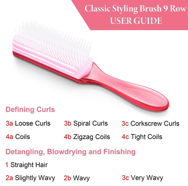 KTKUDY Curl Defining and Shaping Brush - 9 Rows for Separating and Finishing Thick, Wavy, Curly or Coily Hair (Pink) - Image 5