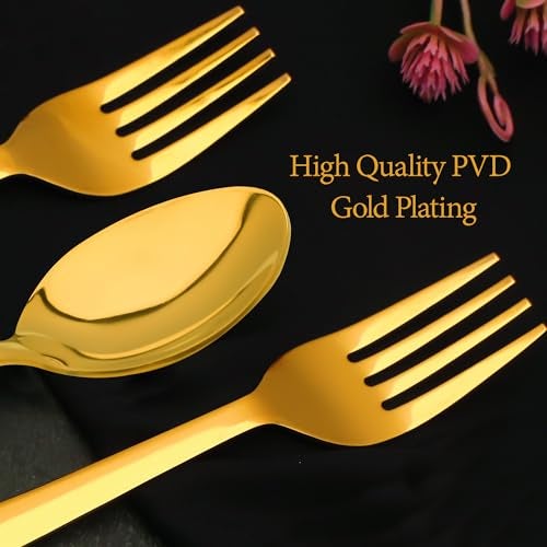 Parage 12 Pieces Stainless Steel Golden Spoon & Fork Set, 16 cm Each, Premium Cutlery Set for Home & Kitchen, PVD Gold Flatware, Elegant Dining (6 Dinner Spoons & 6 Dinner Forks)… - Image 5