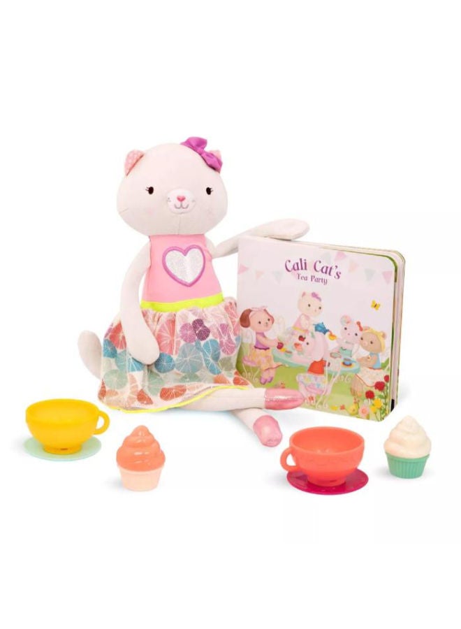 B. Toys Plush Cat With Book & Tea Set - Image 1