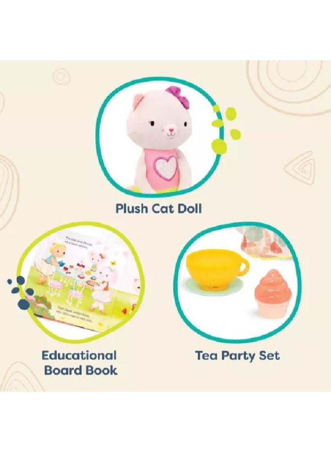 B. Toys Plush Cat With Book & Tea Set - Image 2