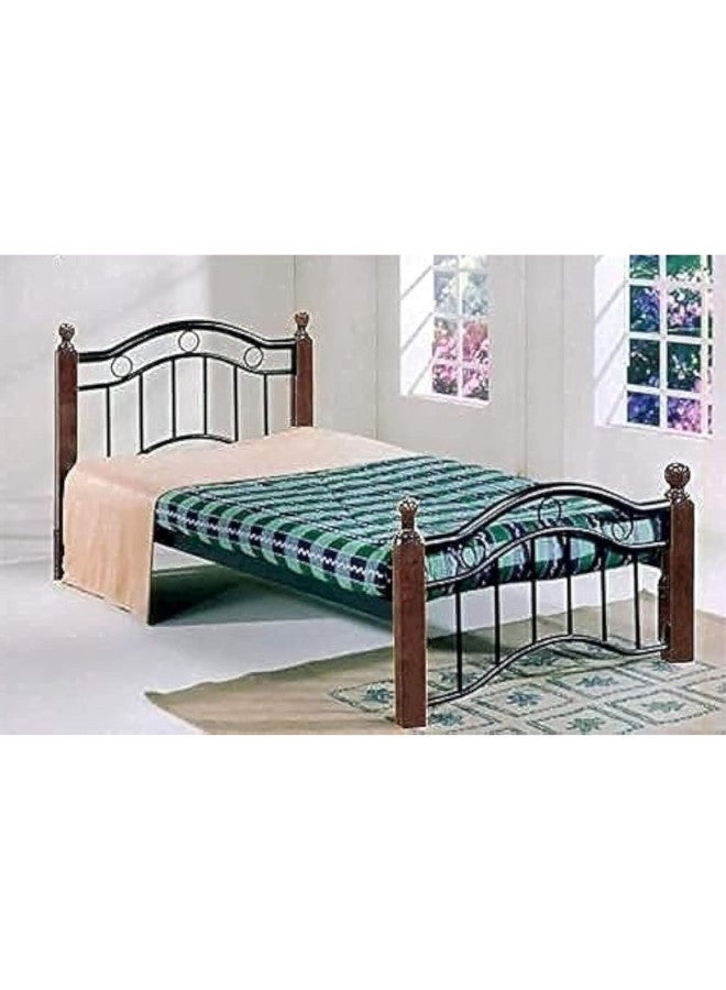 ALWASIT HOME Heavy Duty Wooden Steel Bed With Brown Wooden Legs - Single Size ( L x W) (190 x 90)  Model - GDF-8882  - Image 2