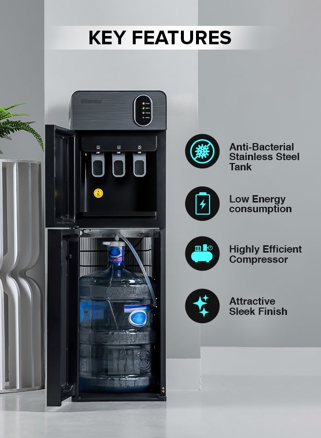 GEEPAS Bottom Loading Water Dispenser| Normal, Hot and Cold Function, Compressor Cooling, And 3 Taps| Cold Temperature: 4-12 Degrees Celsius; Hot Temperature: 85-95 Degrees Celsius| Perfect For Home And Office| Metallic grey, 2 Year Warranty GWD17037 Grey & Black - Image 3