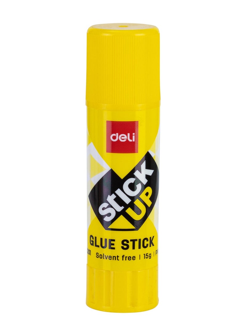 Deli EA20110 STICK UP PVP Glue Stick, 15g, White Glue, Yellow Barrel, Non-Toxic, Washable - Image 2