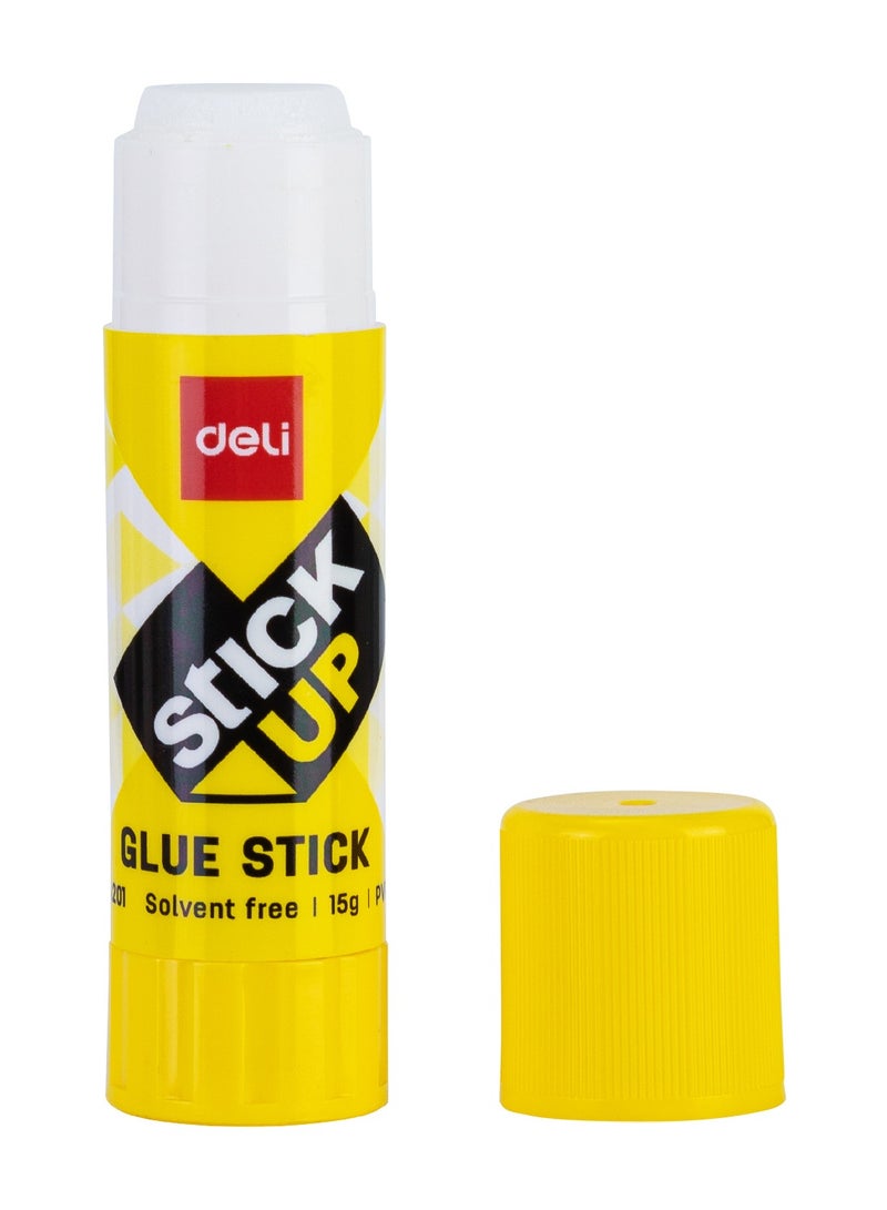 Deli EA20110 STICK UP PVP Glue Stick, 15g, White Glue, Yellow Barrel, Non-Toxic, Washable - Image 3