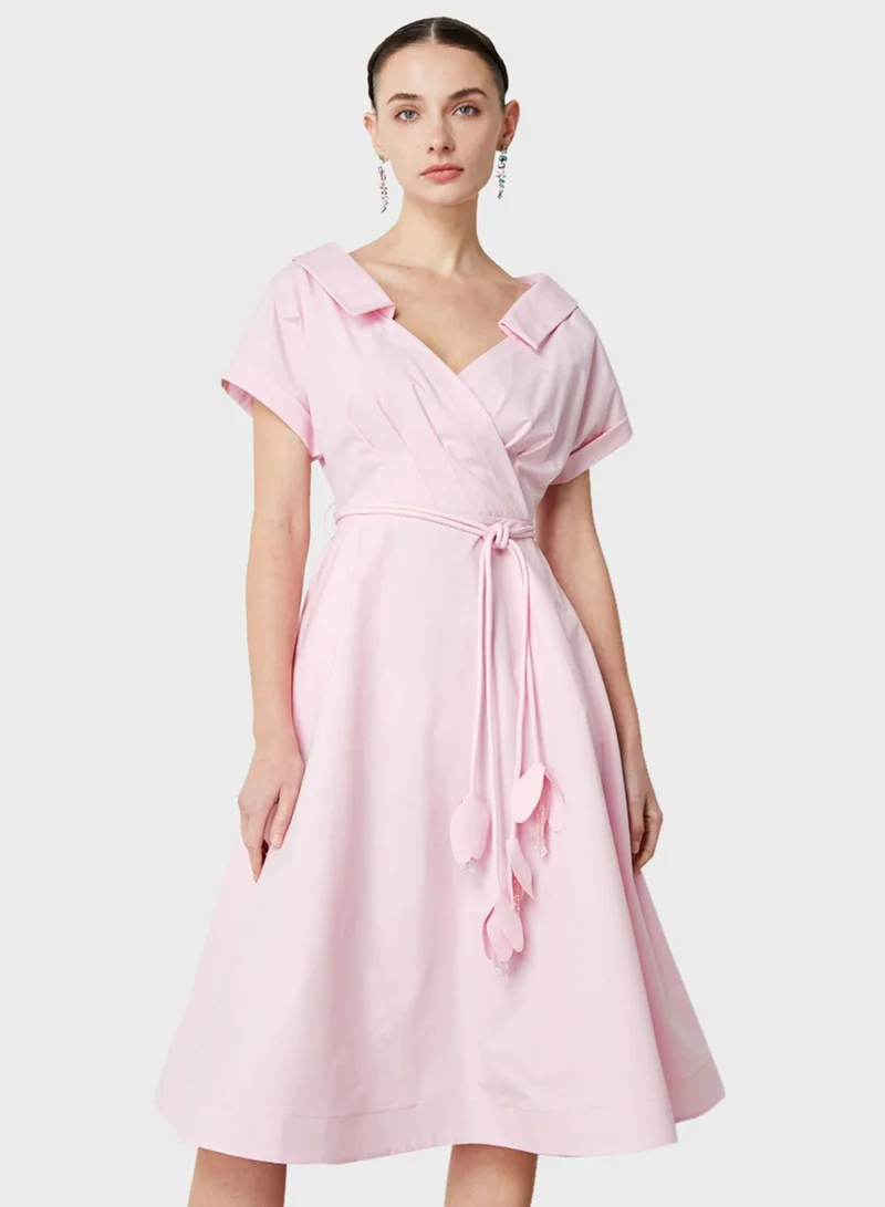 Femi9 Pink Wrap Midi Dress
