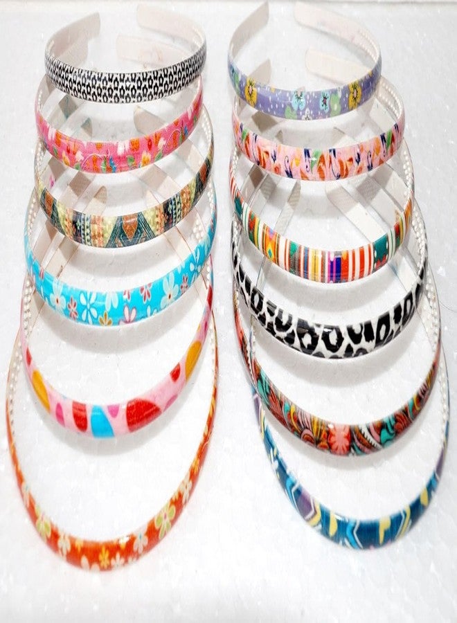 Kalaneet Multi Color 3D Design Plastic Head Bands (8 mm) (8 MM - PRINTED, 12) (Beauty Multi 72) - Image 1