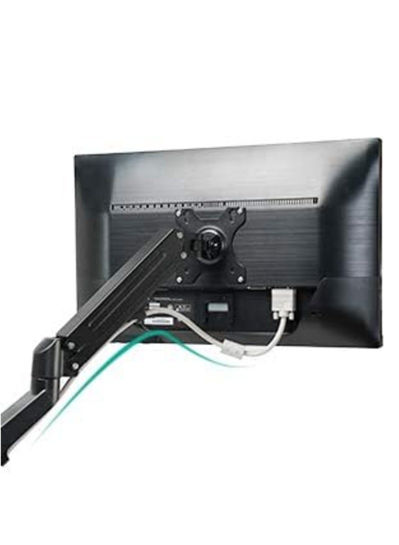 Dual Arm Monitor Desk Mount – Height Adjustable, Tilt, Swivel, Counterbalance Gas Spring Stand, VESA Bracket for 13" to 27" Screens