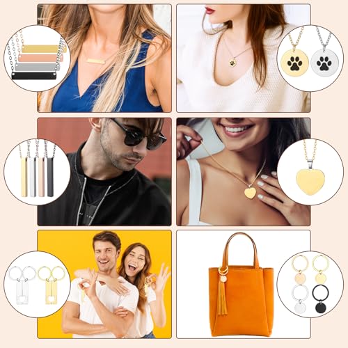 Quelay 99 Pcs Laser Engraving Materials Bulk Include 46 Jewelry Making Engraving Accessories Kit Necklace Bracelet Ring Keychain with Laser Marking Paper for Laser Engraver DIY Crafting Supplies - Image 5