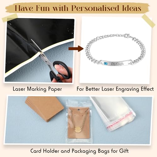 Quelay 99 Pcs Laser Engraving Materials Bulk Include 46 Jewelry Making Engraving Accessories Kit Necklace Bracelet Ring Keychain with Laser Marking Paper for Laser Engraver DIY Crafting Supplies - Image 3