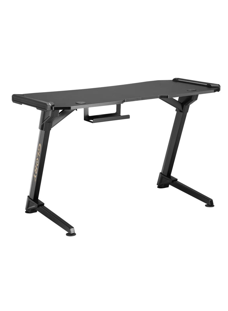 Skill Tech RGB Edge Lighting Gaming Desk Sturdy Durable Surface Black SH GMD04 1 With Compact Tabletop Headphone Hook Drink Holder And Matte Finish - Image 1