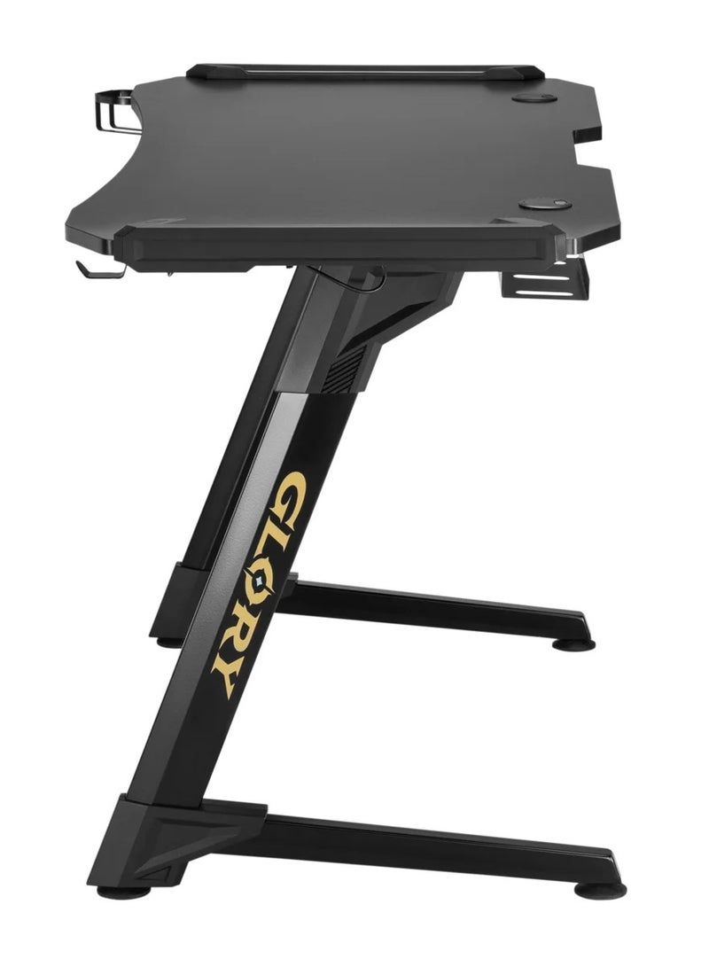 Skill Tech RGB Edge Lighting Gaming Desk Sturdy Durable Surface Black SH GMD04 1 With Compact Tabletop Headphone Hook Drink Holder And Matte Finish - Image 5