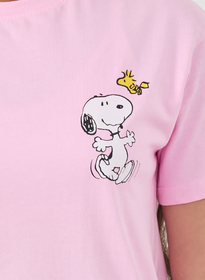 Styli Over size Peanuts front and back graphic print tee