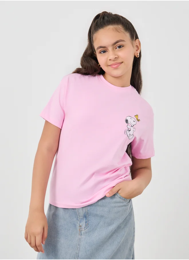 ستايلي Over size Peanuts front and back graphic print tee