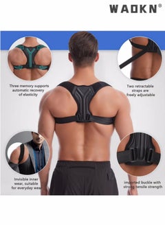 WAOKN Back Correction Strap, Adjustable Posture Corrector Spine Straightener for Relief of Neck Shoulder Pain Develop Good Seated Standing for Men Women Elderly Teens, and Adjustable for Spine, Neck and Shoulder, Helps Reduce Pain for Women and Men (1PCS Black)  - Image 2