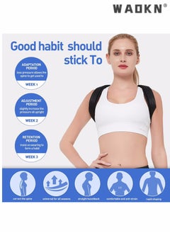 WAOKN Back Correction Strap, Adjustable Posture Corrector Spine Straightener for Relief of Neck Shoulder Pain Develop Good Seated Standing for Men Women Elderly Teens, and Adjustable for Spine, Neck and Shoulder, Helps Reduce Pain for Women and Men (1PCS Black)  - Image 5