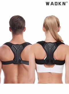 WAOKN Back Correction Strap, Adjustable Posture Corrector Spine Straightener for Relief of Neck Shoulder Pain Develop Good Seated Standing for Men Women Elderly Teens, and Adjustable for Spine, Neck and Shoulder, Helps Reduce Pain for Women and Men (1PCS Black)  - Image 1
