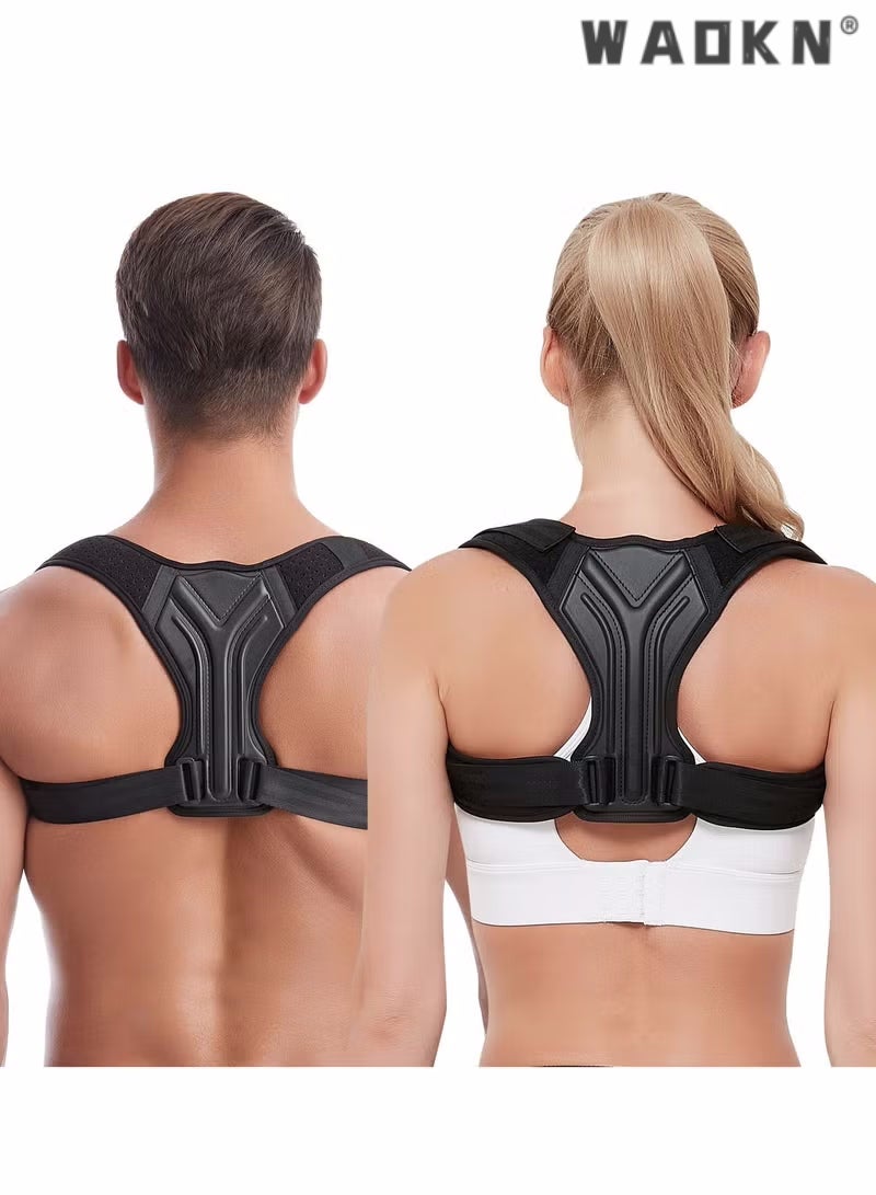 WAOKN Back Correction Strap, Adjustable Posture Corrector Spine Straightener for Relief of Neck Shoulder Pain Develop Good Seated Standing for Men Women Elderly Teens, and Adjustable for Spine, Neck and Shoulder, Helps Reduce Pain for Women and Men (1PCS Black)  - Image 1