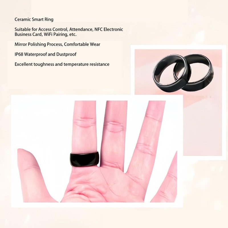 Tangxi NFC Smart Ring, Ntag215 IC RFID Rewritable Smart Finger Ring, Support ISO1443A / B and 15693, IP68 Waterproof, Ceramic Smart Ring for Non Access Control, Attendance - Image 3