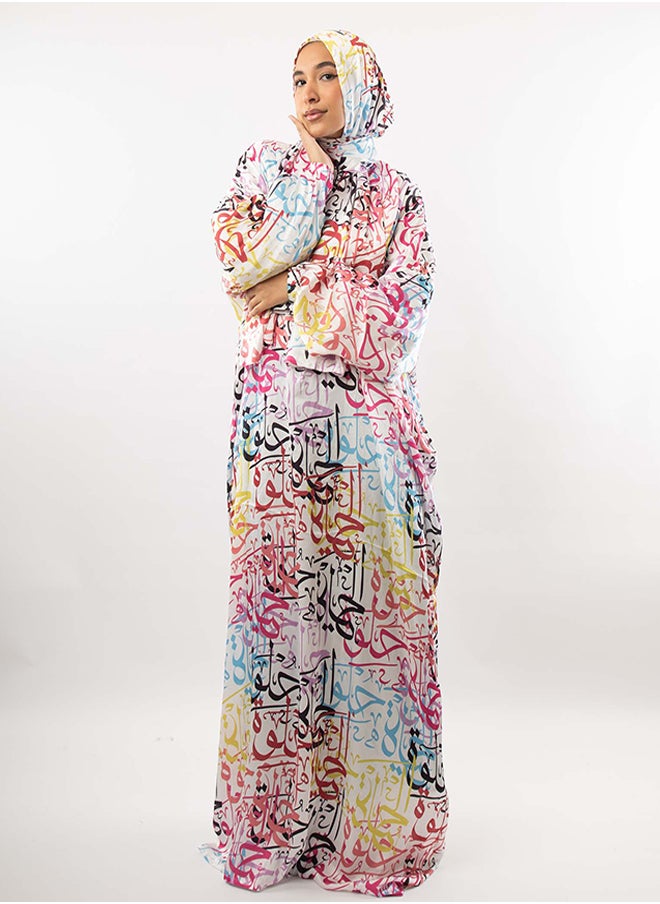 Tie Shop Tie Shop - Printed Satin Isdal - White, Fuchsia & Yellow For Women 
