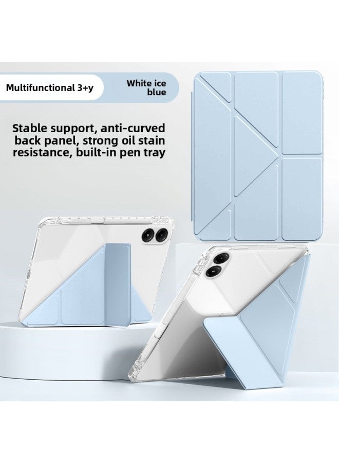 For Red Rice Pad Pro12.1 Flat Shell Redmi Se High Permeability Acrylic Y Fold 11 Anti-fall Leather Case 8.7-Color:White Ice Blue-Applicable Models:Samsung S 7-11inch /t870/t875/s8/x706/x 700-11inch Neutral