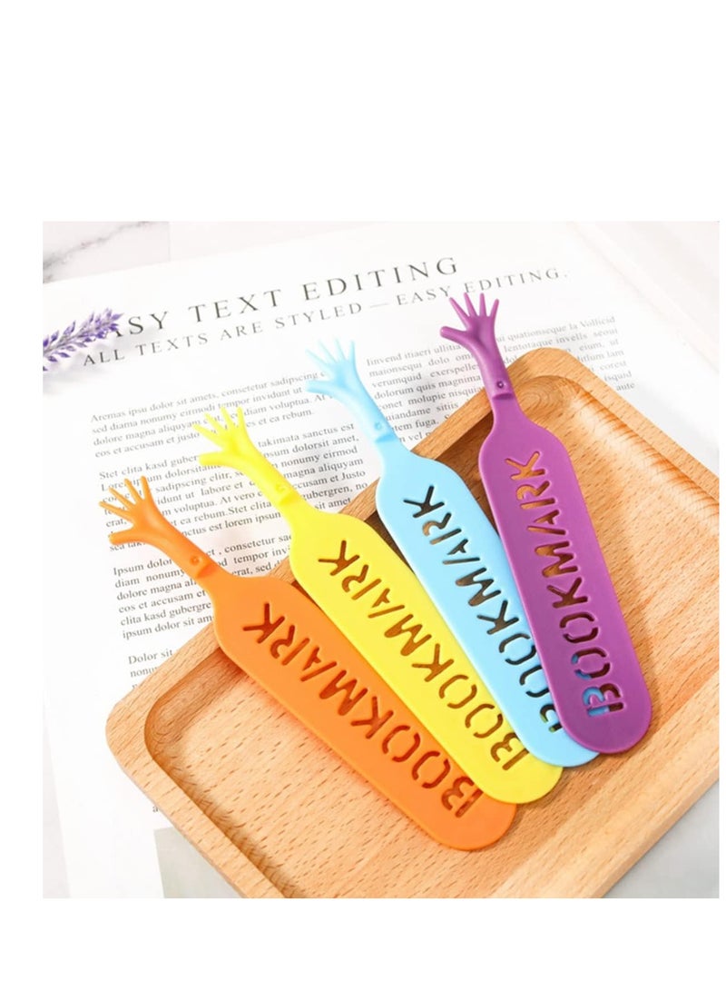 ECVV 4 قطع من علامات الكتب اللطيفة Help Me للبالغين/الأطفال، حامل صفحات جديد بنقاط إصبع مضحكة للطلاب/القراء، علامات كتب القراءة 4 ألوان لوازم مدرسية - Image 2