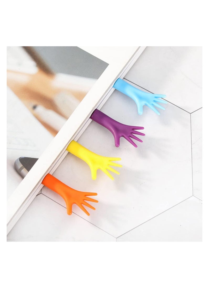 ECVV 4 قطع من علامات الكتب اللطيفة Help Me للبالغين/الأطفال، حامل صفحات جديد بنقاط إصبع مضحكة للطلاب/القراء، علامات كتب القراءة 4 ألوان لوازم مدرسية - Image 3