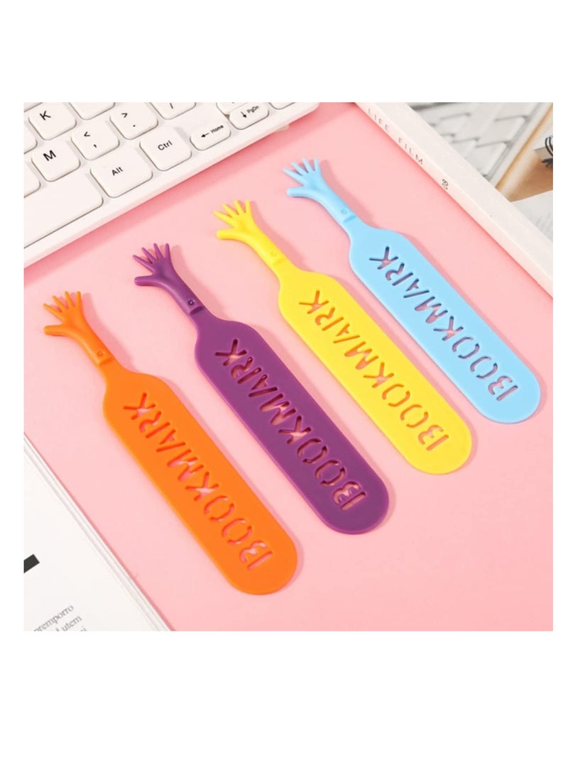 ECVV 4 قطع من علامات الكتب اللطيفة Help Me للبالغين/الأطفال، حامل صفحات جديد بنقاط إصبع مضحكة للطلاب/القراء، علامات كتب القراءة 4 ألوان لوازم مدرسية - Image 5