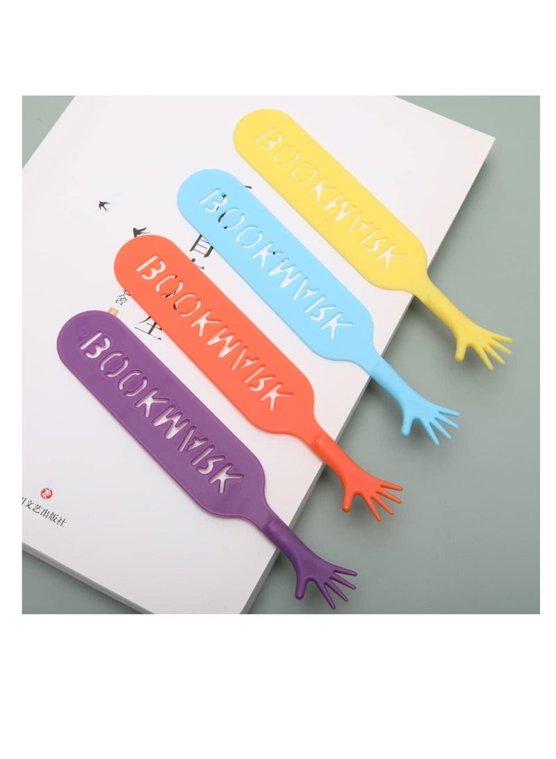 ECVV 4 قطع من علامات الكتب اللطيفة Help Me للبالغين/الأطفال، حامل صفحات جديد بنقاط إصبع مضحكة للطلاب/القراء، علامات كتب القراءة 4 ألوان لوازم مدرسية - Image 4