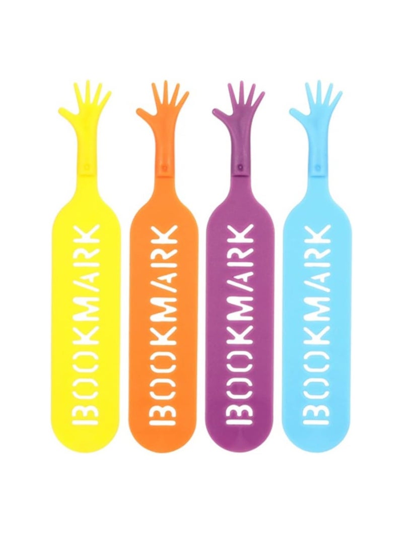 ECVV 4 قطع من علامات الكتب اللطيفة Help Me للبالغين/الأطفال، حامل صفحات جديد بنقاط إصبع مضحكة للطلاب/القراء، علامات كتب القراءة 4 ألوان لوازم مدرسية - Image 1