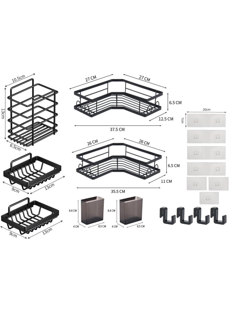 Beauenty Shower Caddy 7 Pack, Adhesive Bathroom Organizer, No Drilling Shower Shelves & Large Capacity, Rustproof Stainless Steel Shower Racks, Shelf For Kitchen - Image 5