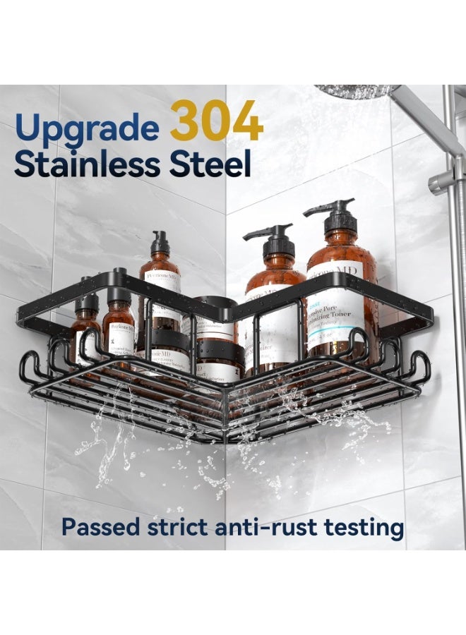 Beauenty Shower Caddy 7 Pack, Adhesive Bathroom Organizer, No Drilling Shower Shelves & Large Capacity, Rustproof Stainless Steel Shower Racks, Shelf For Kitchen - Image 4