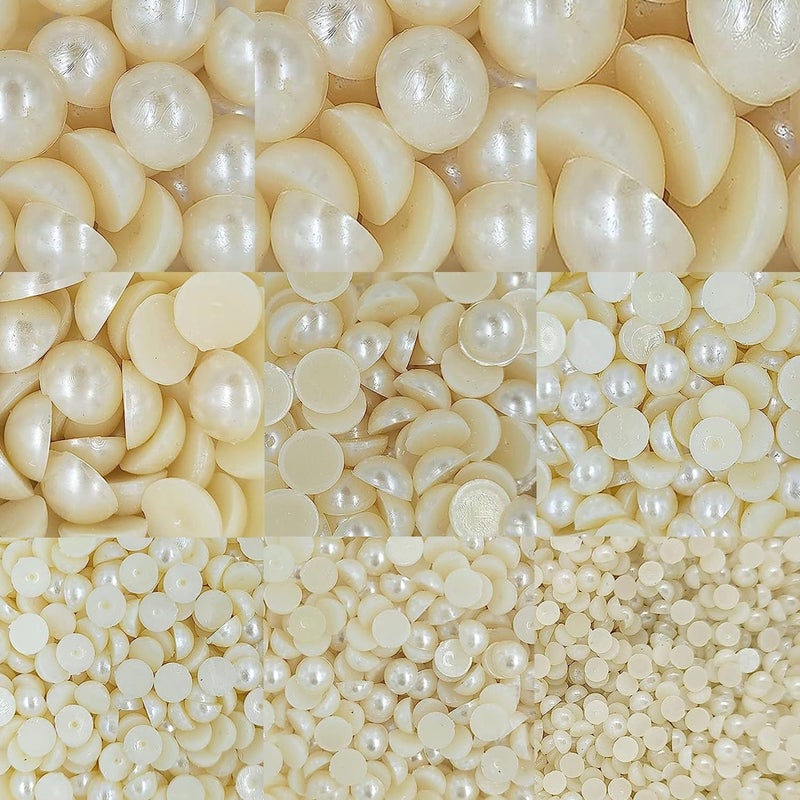 DIY Crafts DIY Crafts 130, Beige Color Pearls, Mixed Unassorted Flat Back Pearls Kits Half Round White+Beige Pearls for (130, Beige Color Pearls) - Image 5