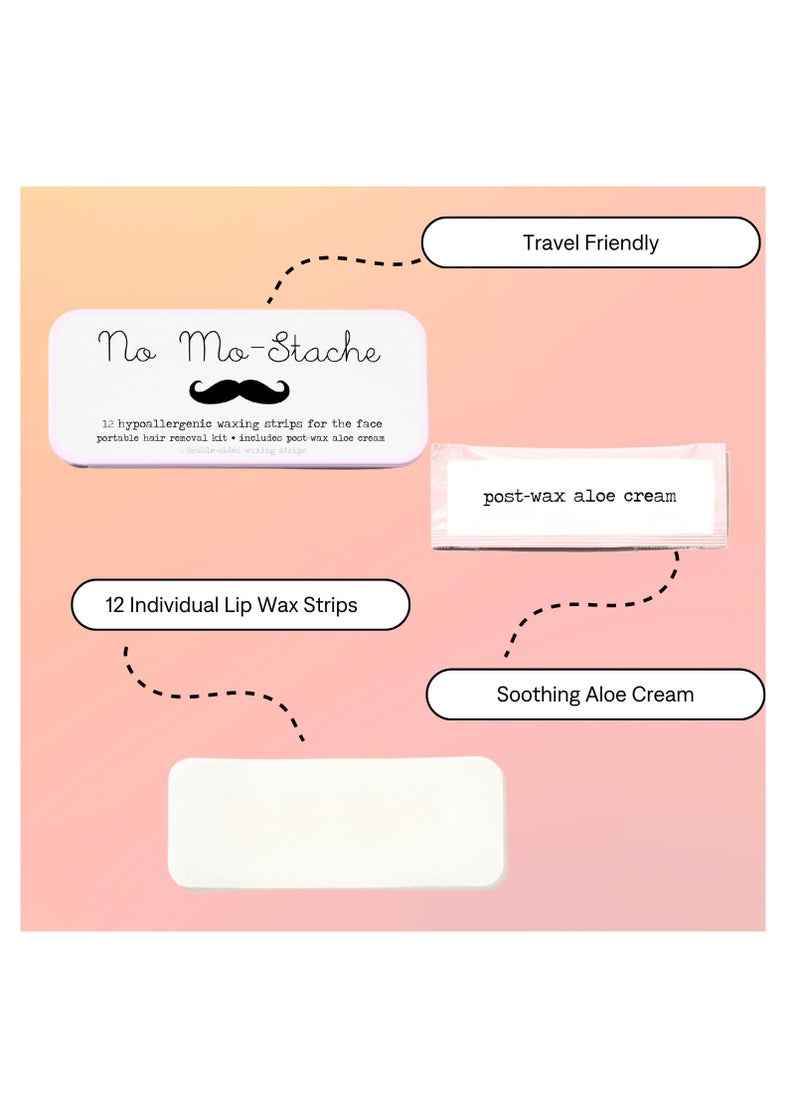 No mo-stache - Shark Tank Lip Wax Strips - Hypoallergenic For All Skin Types - Facial Hair Removal for Women - Travel-Friendly Wax Kit with 36 Strips + Aloe Cream - Image 1