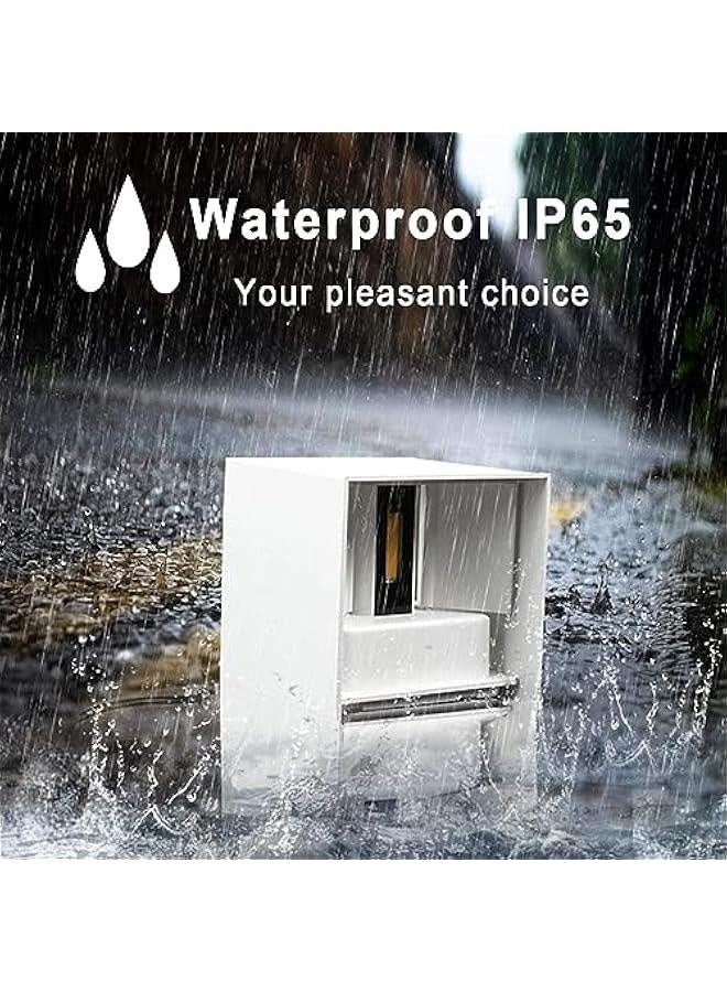 2 قطعة 12 واط مصابيح حائط خارجية LED للإضاءة الداخلية/الخارجية مصابيح علوية وسفلية مقاومة للماء IP65 تجهيزات إضاءة خارجية حديثة مصباح حائط خارجي من الألمنيوم مربع أبيض 3000 كلفن إضاءة دافئة - Image 4