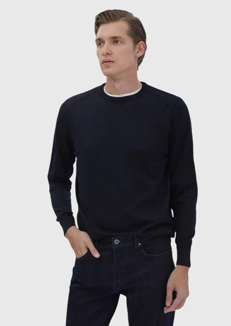 RAMSEY Navy Blue Knitwear Sweatshirt