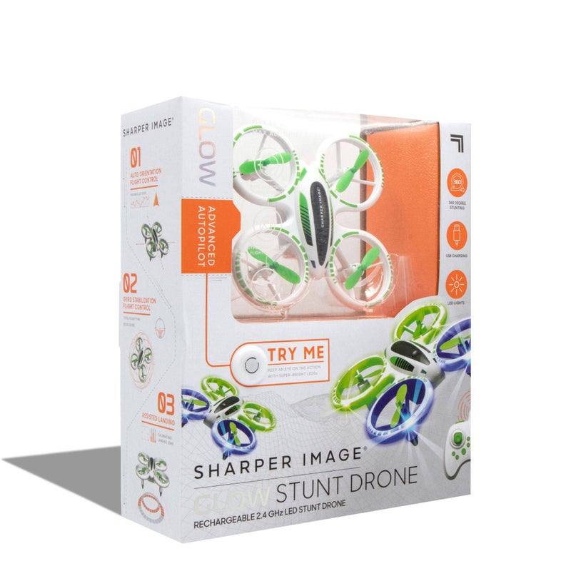 Sharper Image Glow Stunt RC Quadcopter Drone (12.5 x 12.5 cm) - Image 1