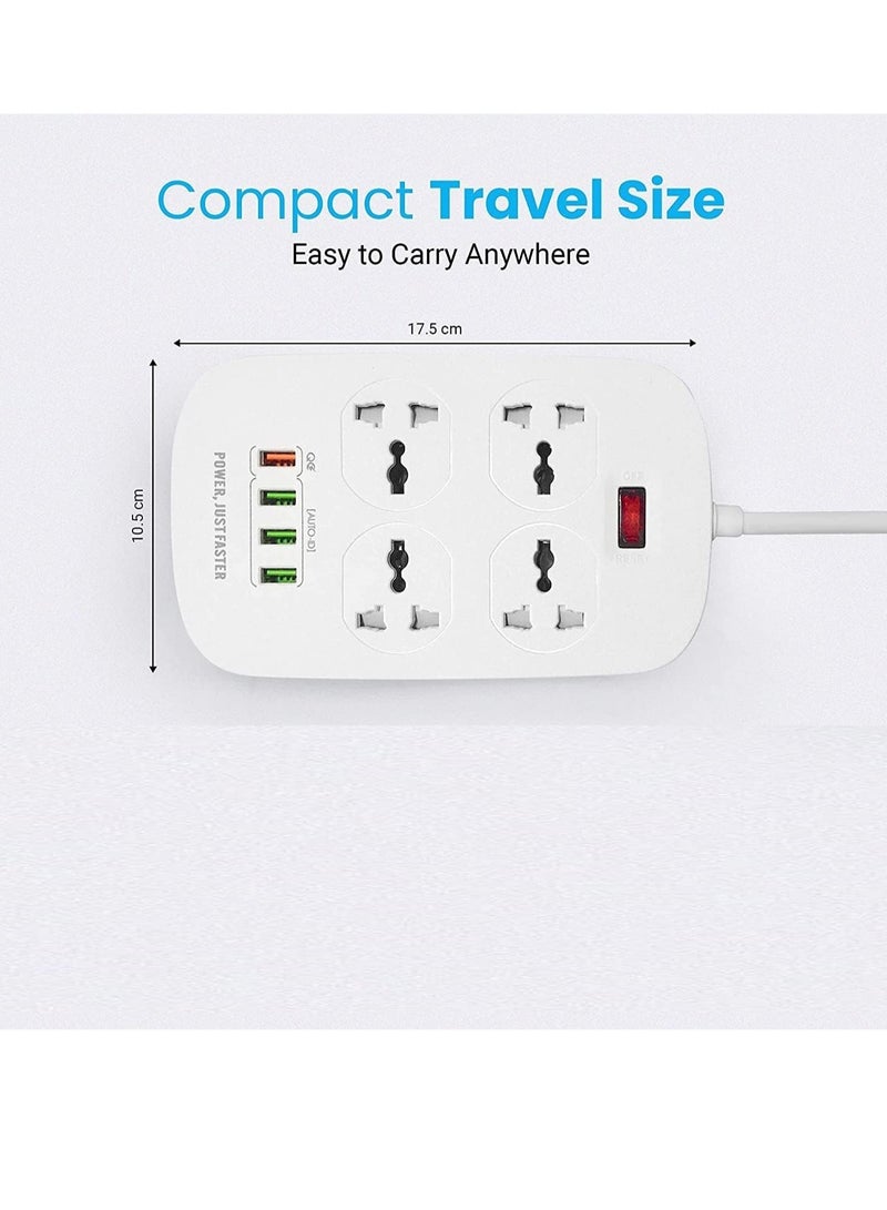 ELTRAZONE Extension Cord with 4 Power Sockets and 4 USB Slots, 4 Way Power Strip with Fast PD Charging USB QC 3.0 , Heavy Duty Extension Lead 2m  - Image 5