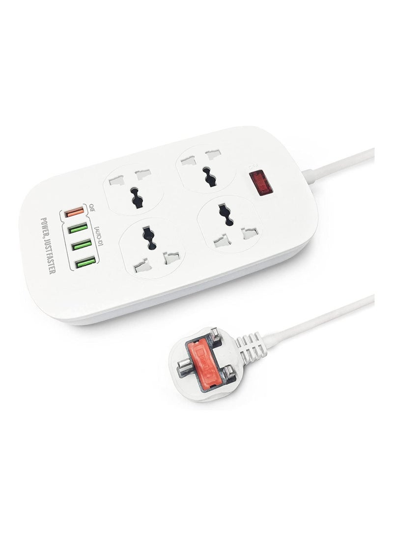 ELTRAZONE Extension Cord with 4 Power Sockets and 4 USB Slots, 4 Way Power Strip with Fast PD Charging USB QC 3.0 , Heavy Duty Extension Lead 2m  - Image 1